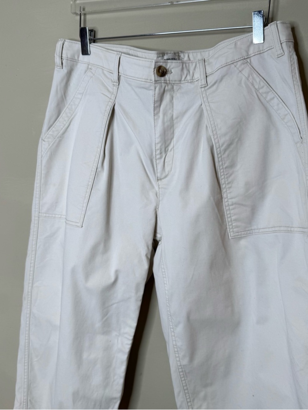 Banana Republic White Authentic Chino Pants Size 14 Cropped Stretch - Picture 4 of 11
